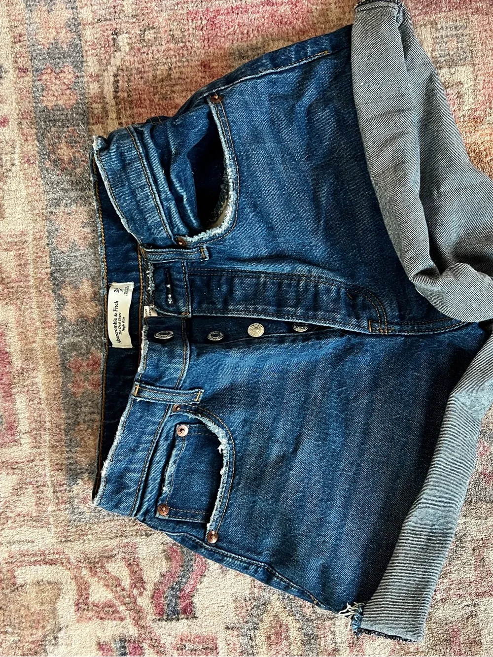 Abercrombie & Fitch Dark Denim Dad Shorts